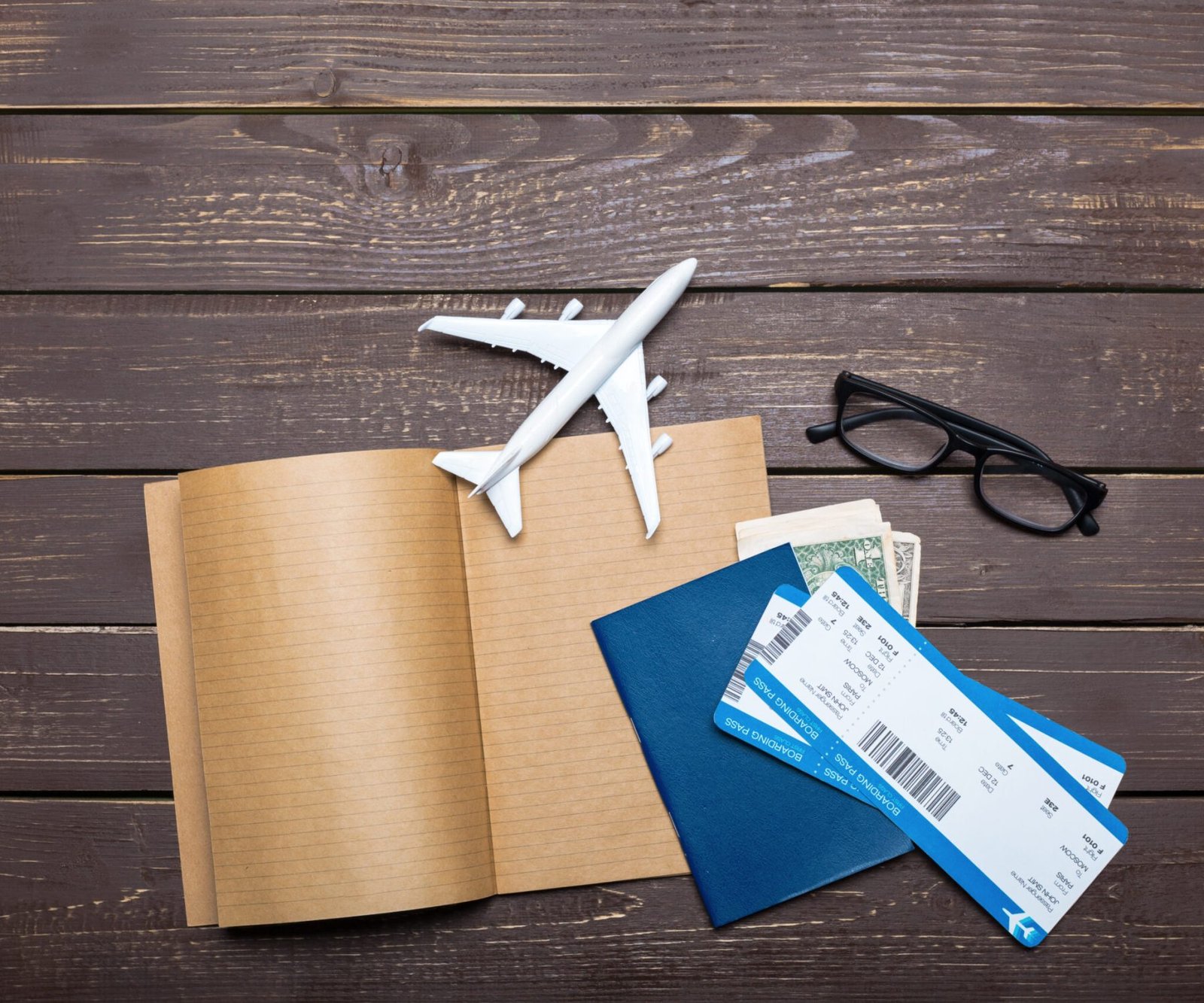 traveler objects on wooden table
